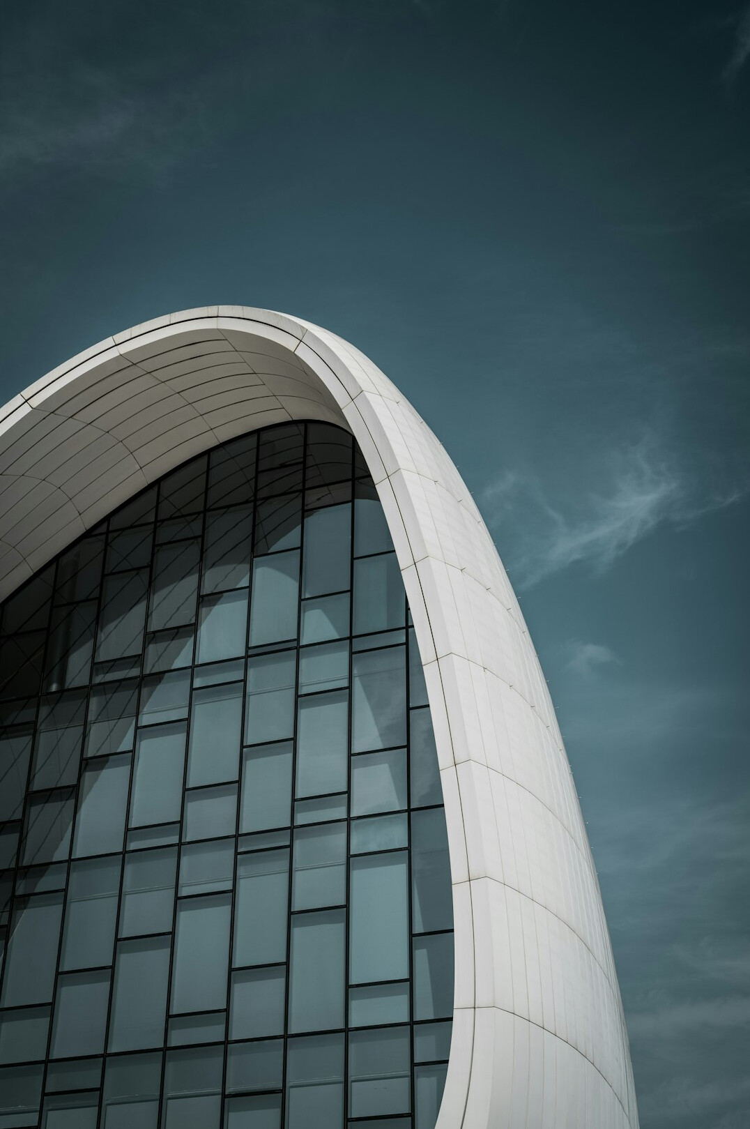 Modern glass office building exterior in a European city
