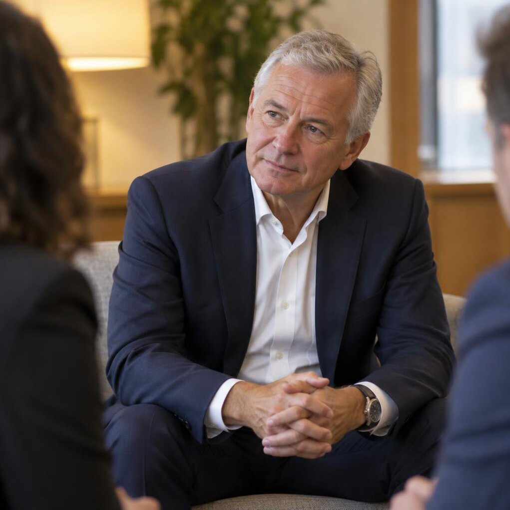 Senior executive listening attentively during a meeting