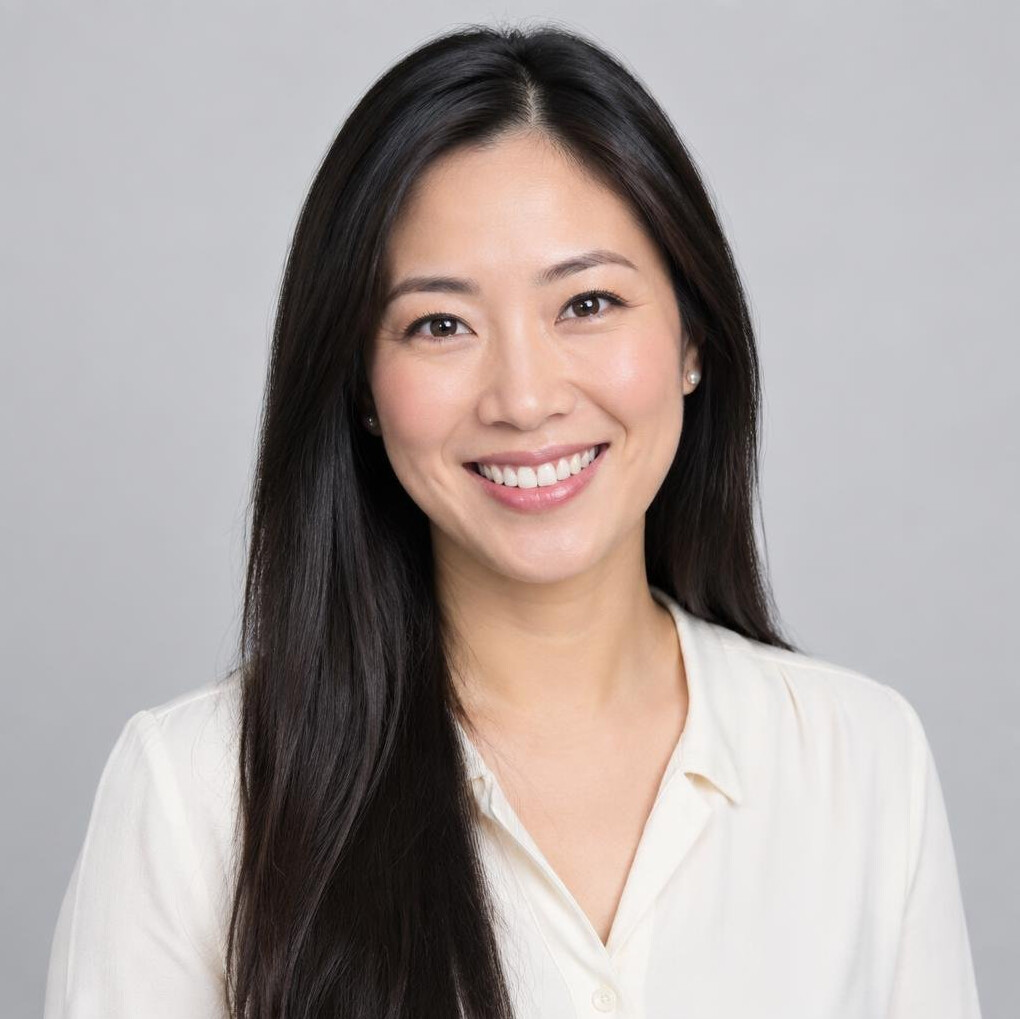 Studio portrait of an Asian woman with long hair